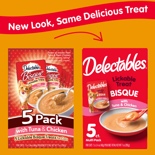 slide 7 of 9, Delectables Hartz Delectables Bisque Tuna & Chicken Lickable Cat Treats Variety Pack, 5ct, 5 ct
