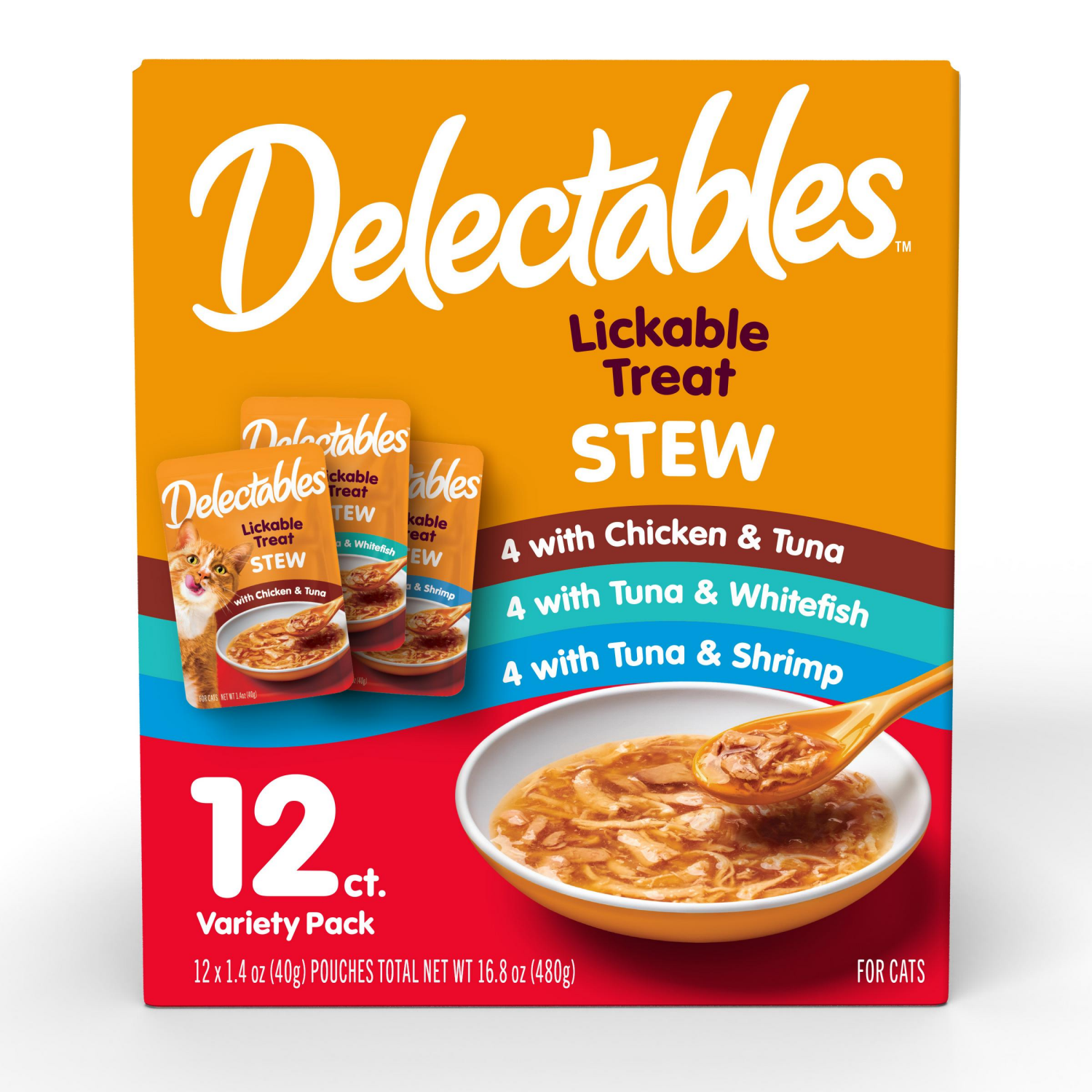 slide 1 of 2, Delectables Hartz Delectables Stew Lickable Cat Treats Variety Pack, 12ct, 12 ct