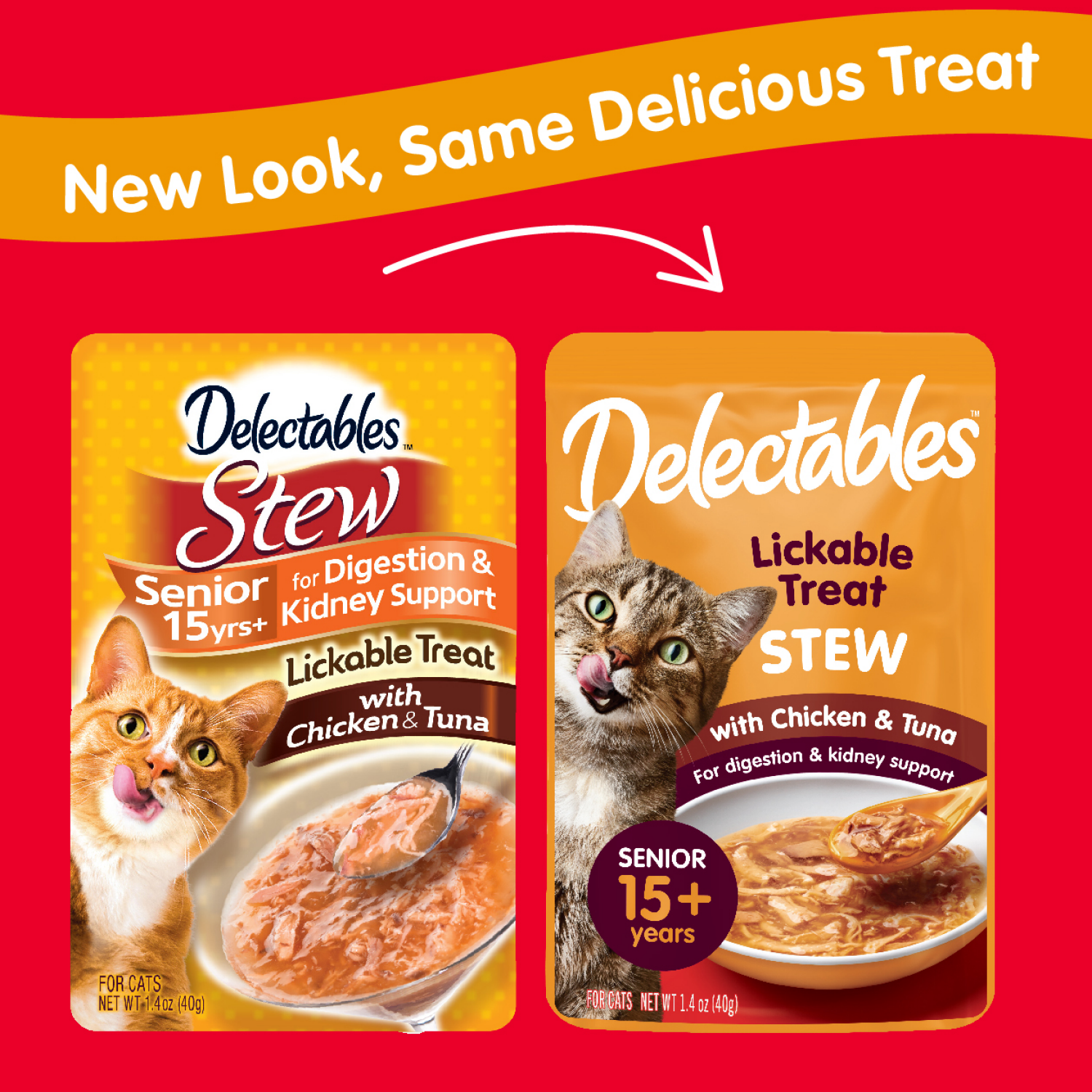 slide 2 of 2, Delectables Senior 15yrs+ Stew Chicken and Tuna, 1.4 oz