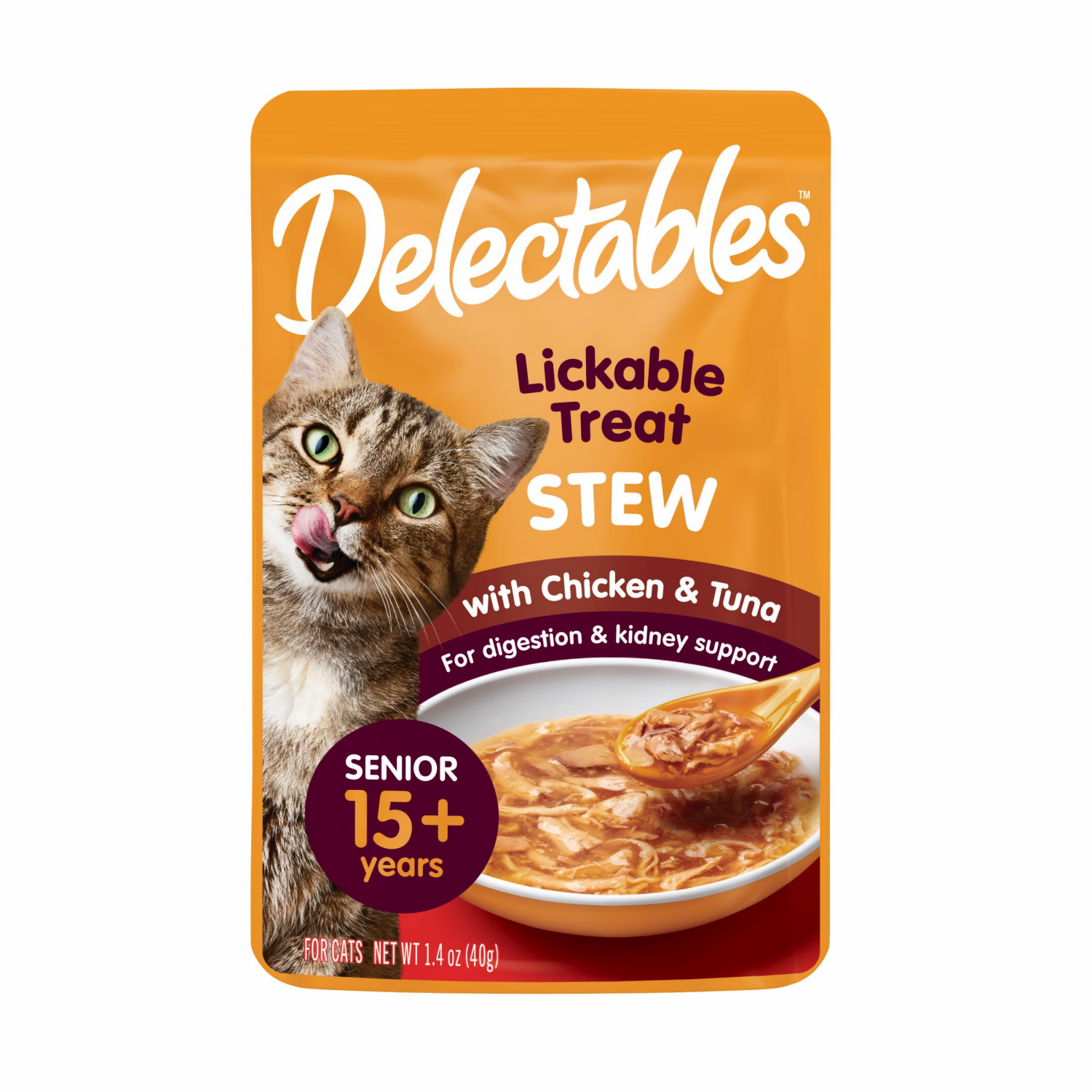 slide 1 of 2, Delectables Senior 15yrs+ Stew Chicken and Tuna, 1.4 oz