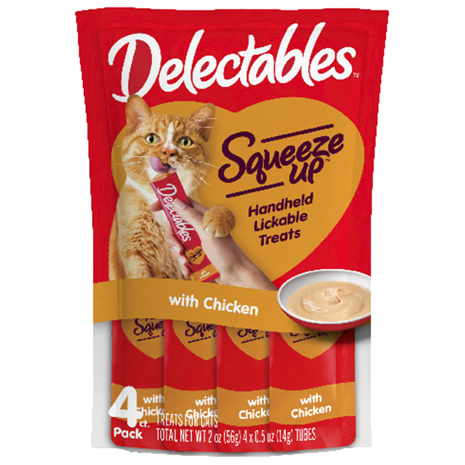 slide 1 of 9, Delectables Squeeze Up with Chicken Lickable Treats 4 - 0.5 oz Tubes, 4 ct