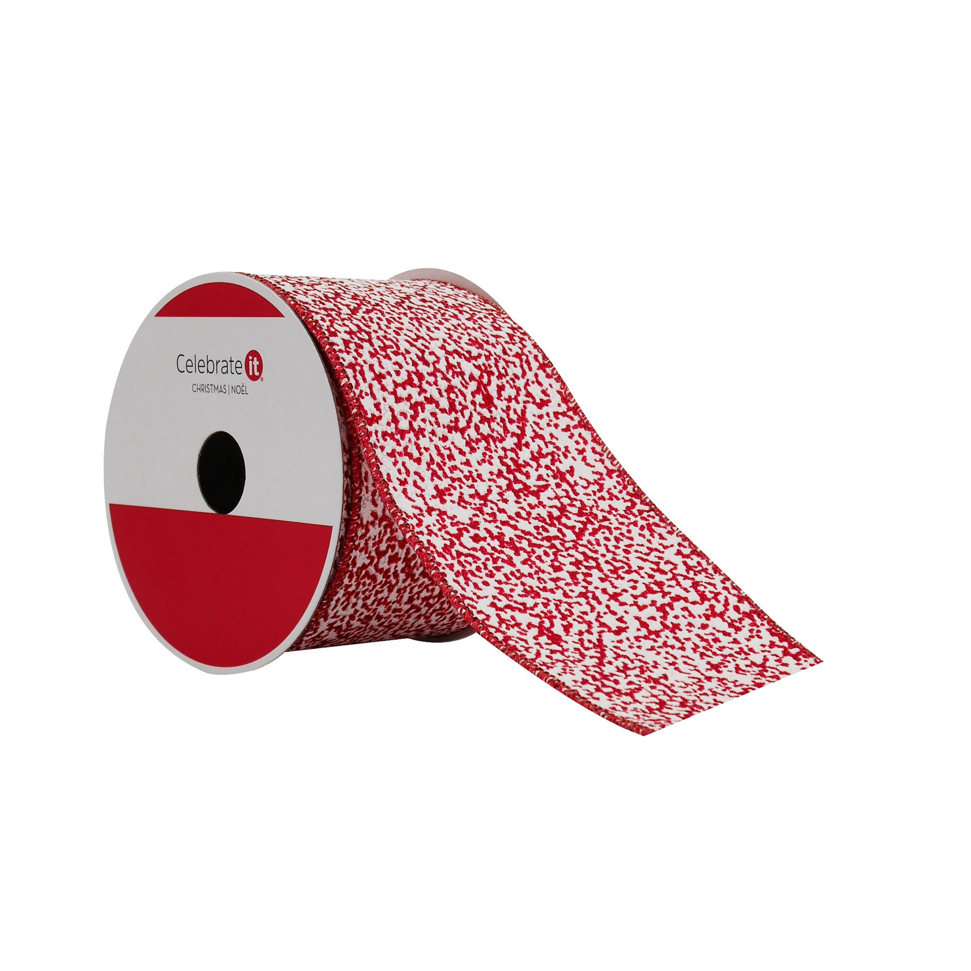 slide 3 of 3, 2.5" X 20ft. Red & White Sugar Wired Ribbon By Celebrate It, 2.5 in x 20 ft