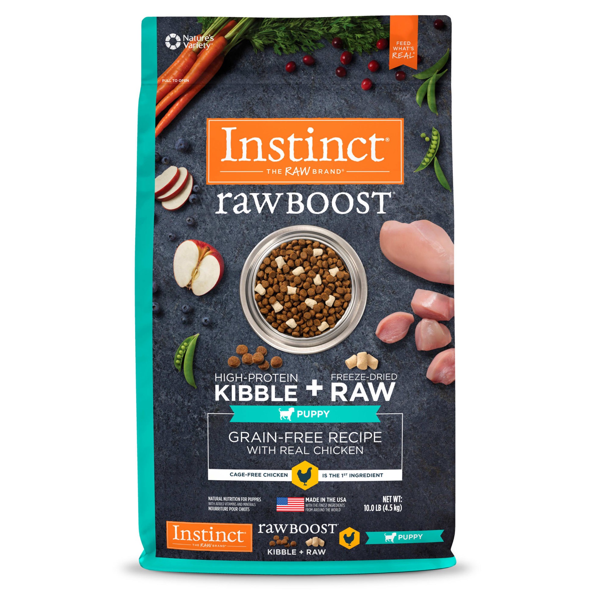 slide 1 of 7, Instinct Raw Boost Puppy Chicken Dry Dog Food, 10 lb. Bag, 10 lb