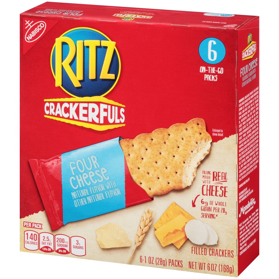slide 3 of 8, Nabisco Ritz Crackerfuls Four Cheese Cracker Sandwiches, 6 ct