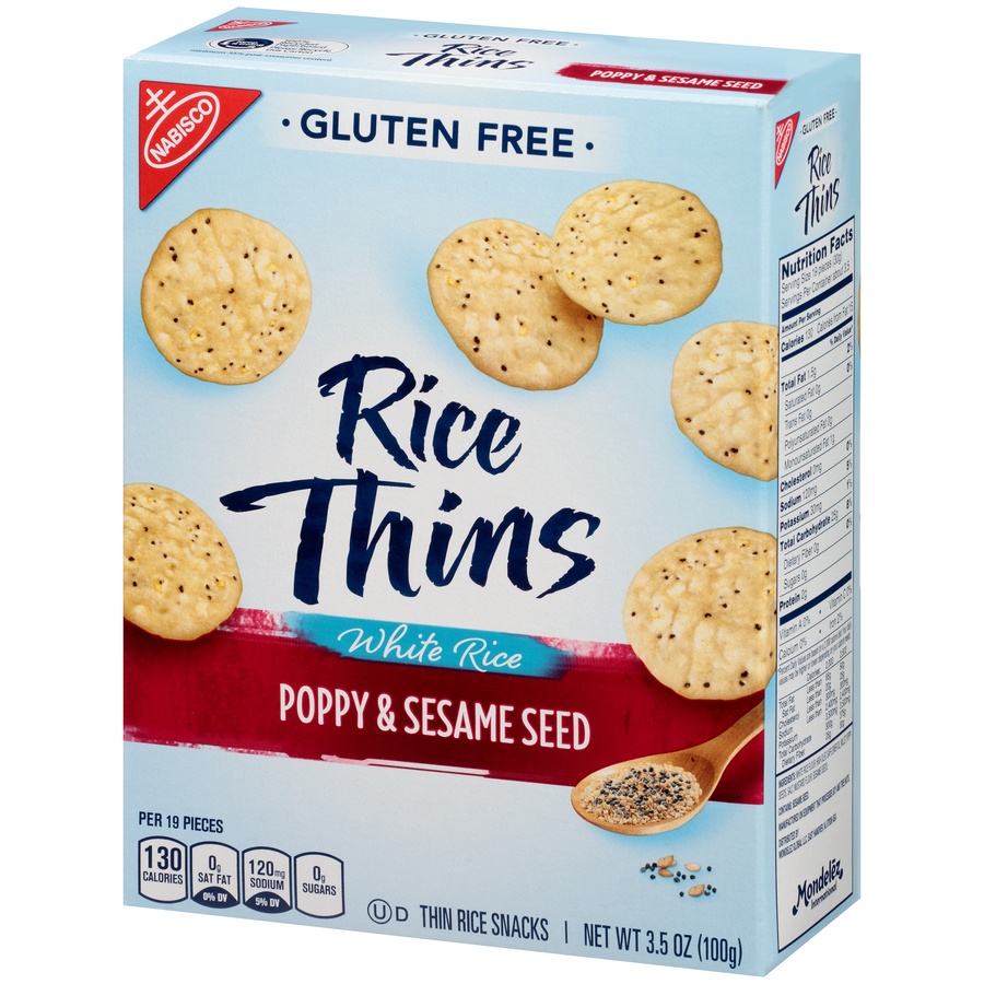 slide 7 of 8, Nabisco Poppy Sesame Seed Rice Thins, 3.5 oz box, 3.5 oz