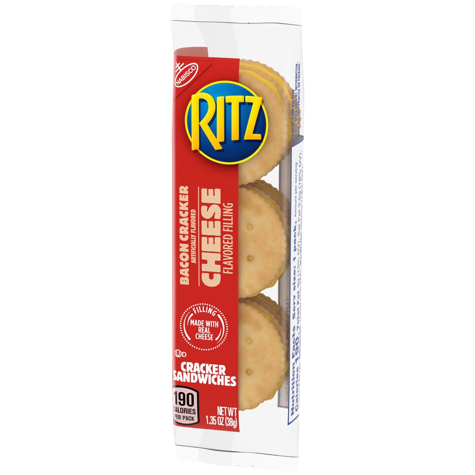 slide 5 of 9, Nabisco Ritz Bacon Crackers with Cheese Filling Cracker Sandwiches, 1.35 oz