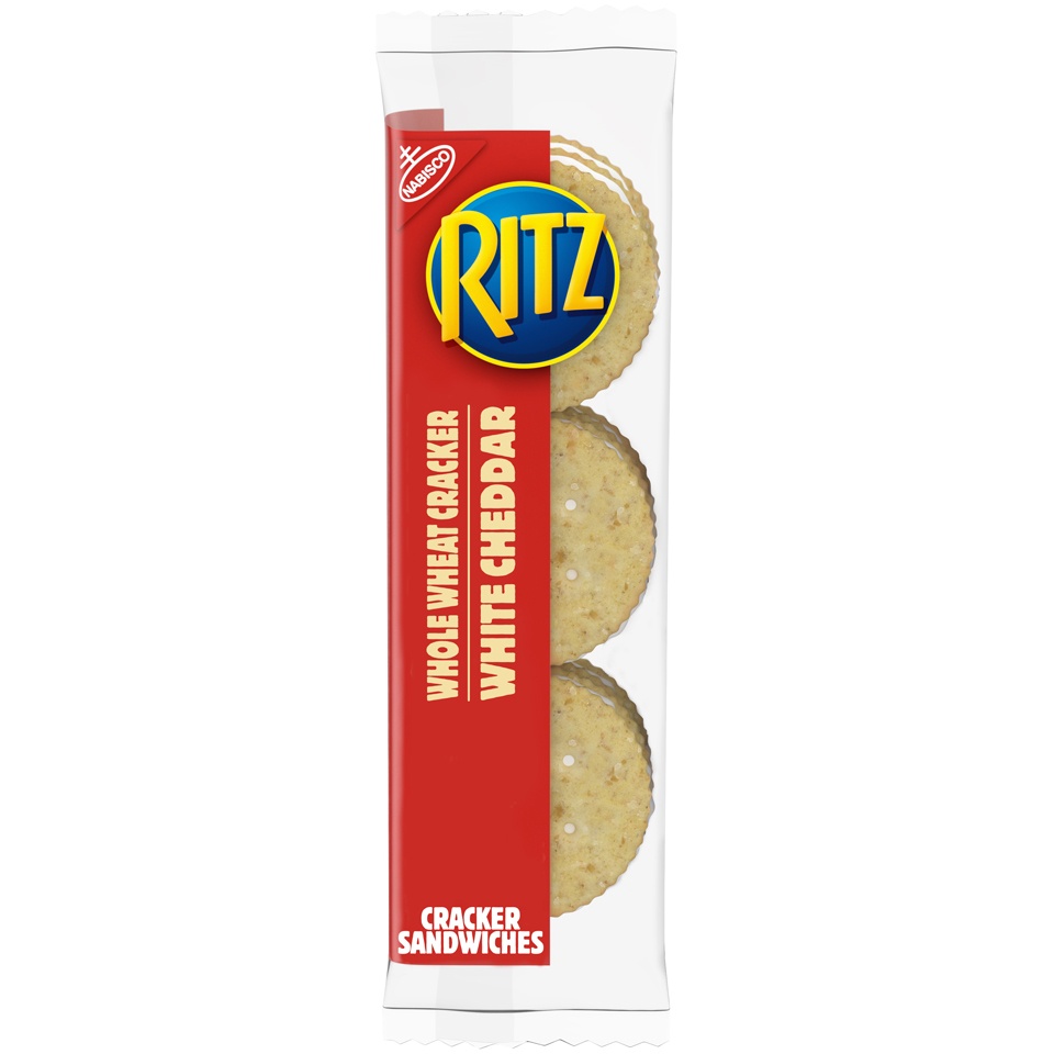 slide 3 of 9, Nabisco Ritz Whole Wheat With White Cheddar Crackers, 1.35 oz