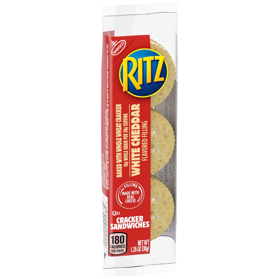 slide 4 of 9, Nabisco Ritz Whole Wheat With White Cheddar Crackers, 1.35 oz