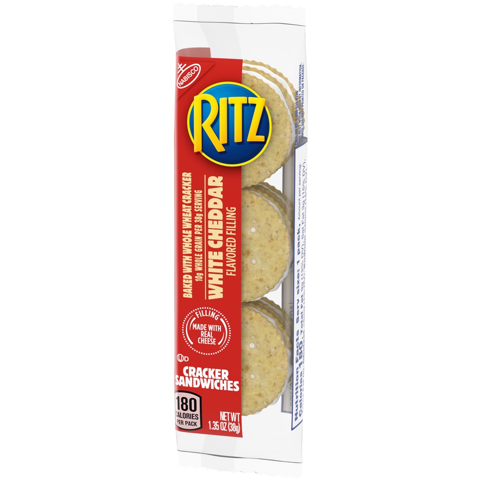 slide 5 of 9, Nabisco Ritz Whole Wheat With White Cheddar Crackers, 1.35 oz