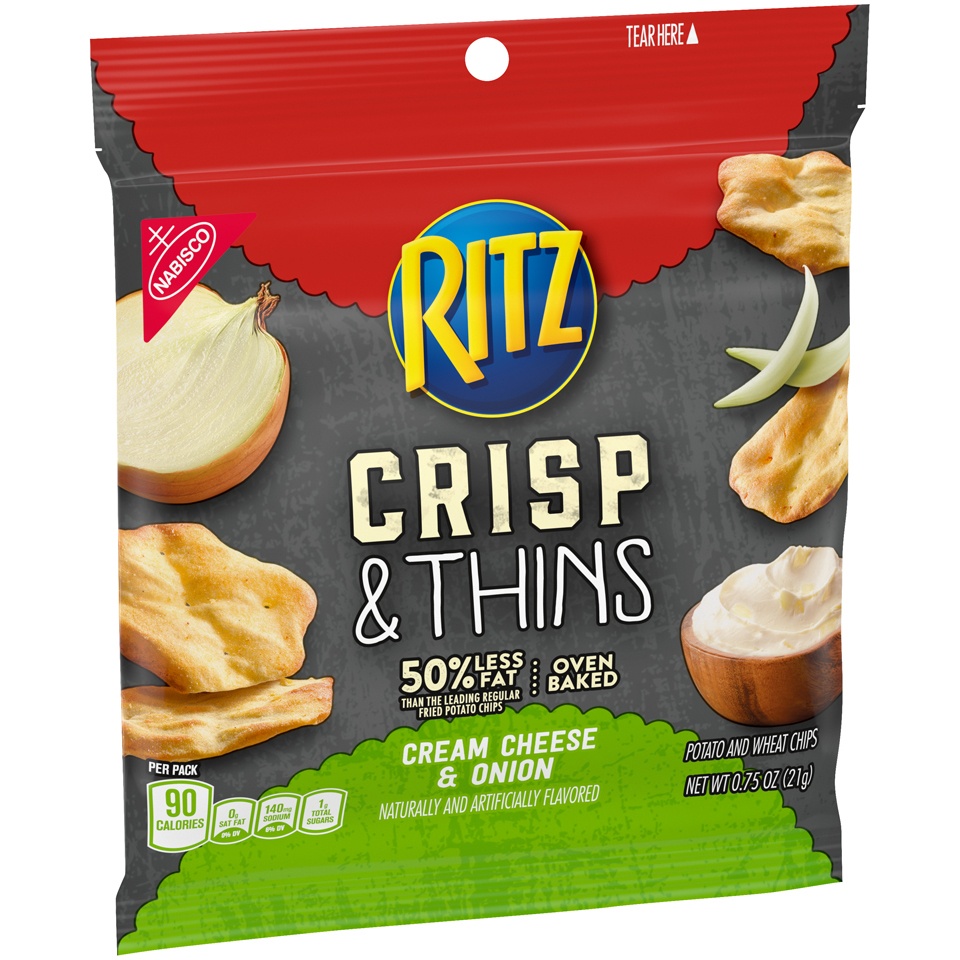 slide 3 of 7, Ritz Potato and Wheat Chips, Cream Cheese & Onion, 0.75 oz