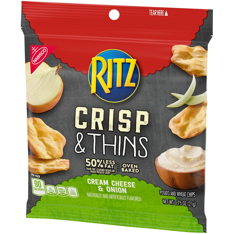 slide 4 of 7, Ritz Potato and Wheat Chips, Cream Cheese & Onion, 0.75 oz