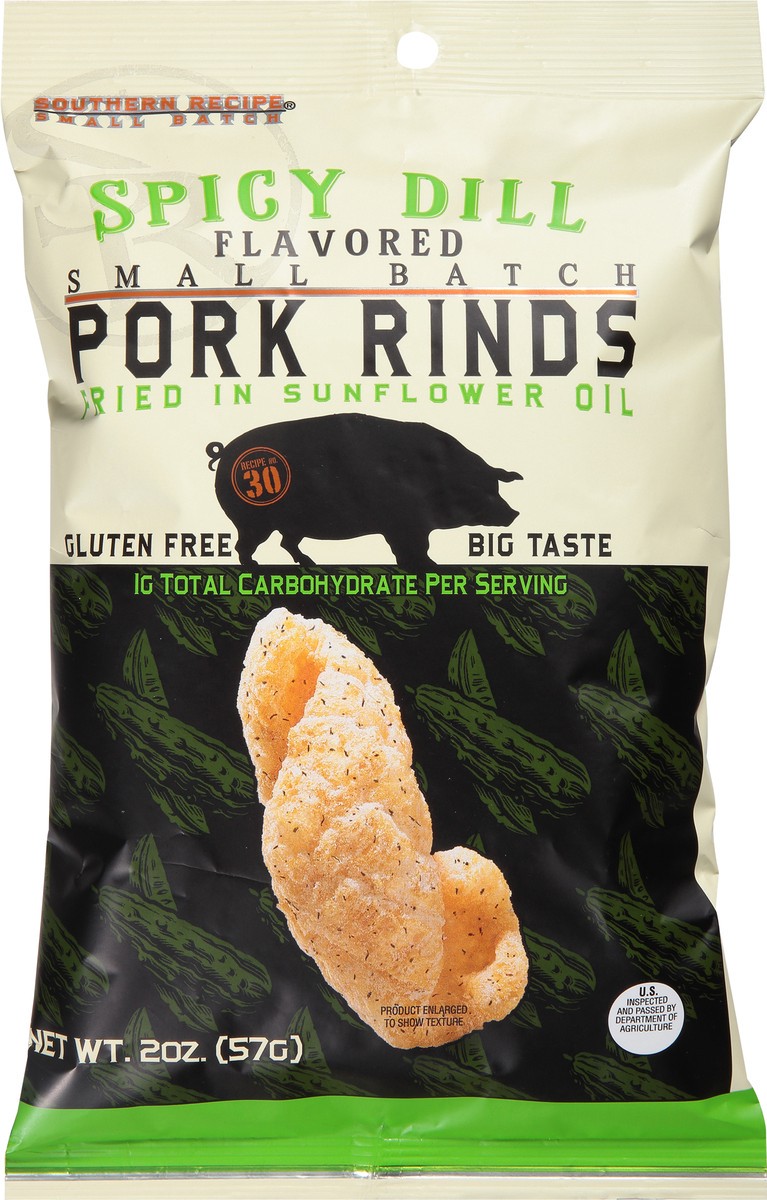 slide 6 of 9, Southern Recipe Small Batch Spicy Dill Flavored Pork Rinds 2 oz, 2 oz