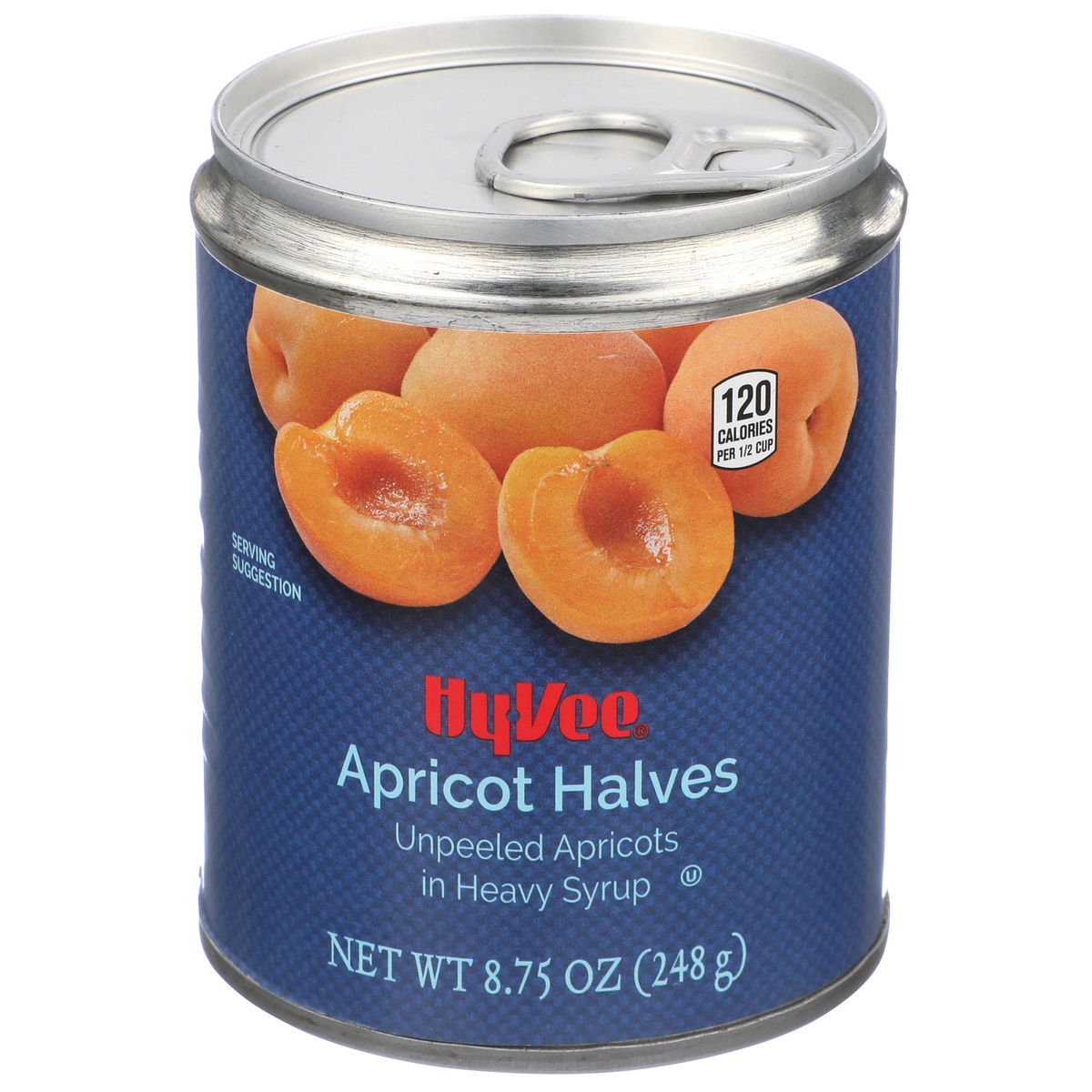 slide 1 of 1, Hy-vee Unpeeled Apricot Halves In Heavy Syrup, 8.75 oz