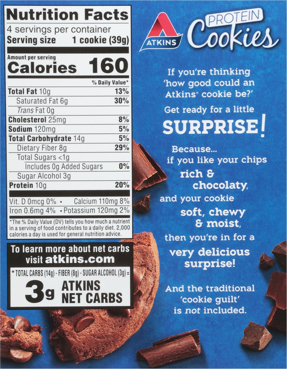 slide 8 of 9, Atkins Snack Protein Cookie Double Chocolate Chip, 4 ct