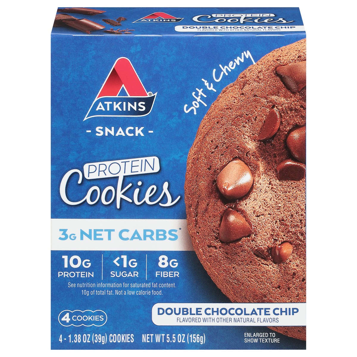 slide 1 of 9, Atkins Snack Protein Cookie Double Chocolate Chip, 4 ct