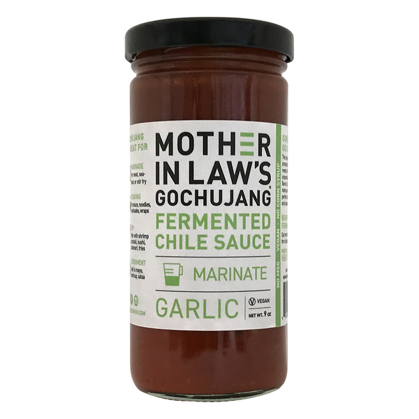 slide 1 of 1, Mother in Law's Gochujang Fermented Chile Paste Marinate Garlic Vegan, 9 oz