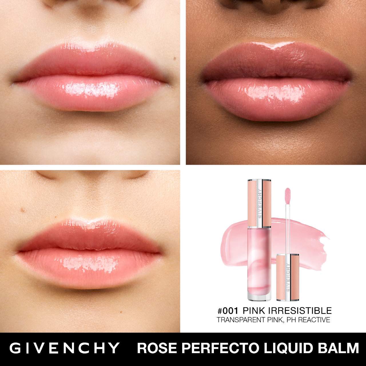 slide 3 of 7, Givenchy Rose Perfecto Hydrating Tinted Lip Balm & Gloss 001 Pink Irresistible, .2 oz / ml