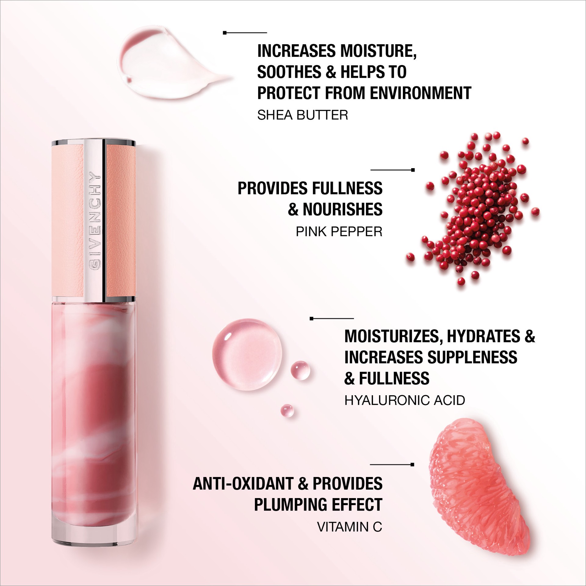 slide 4 of 7, Givenchy Rose Perfecto Hydrating Tinted Lip Balm & Gloss 001 Pink Irresistible, .2 oz / ml
