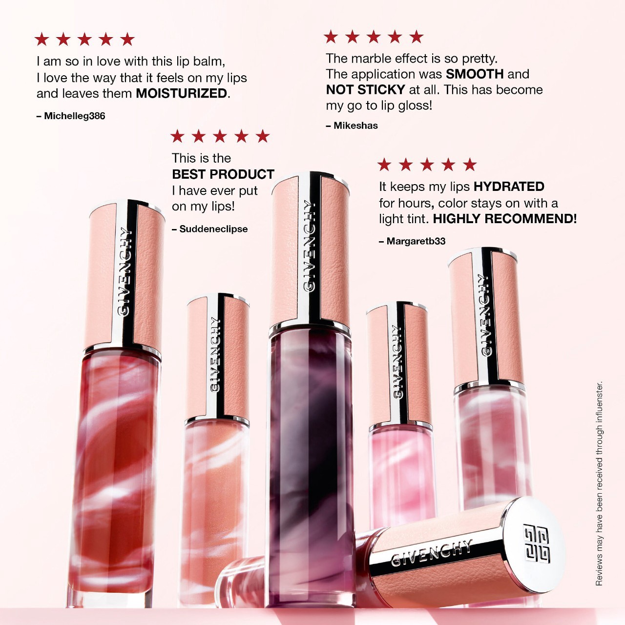 slide 5 of 7, Givenchy Rose Perfecto Hydrating Tinted Lip Balm & Gloss 001 Pink Irresistible, .2 oz / ml