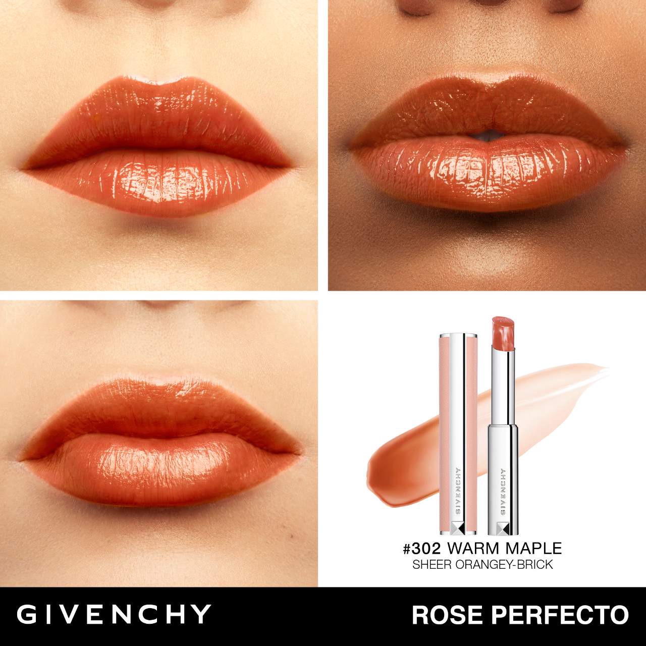 slide 3 of 5, Givenchy Rose Perfecto Lip Balm 24H Hydration 302 Warm Maple, 0.09 oz; 2.8 grams