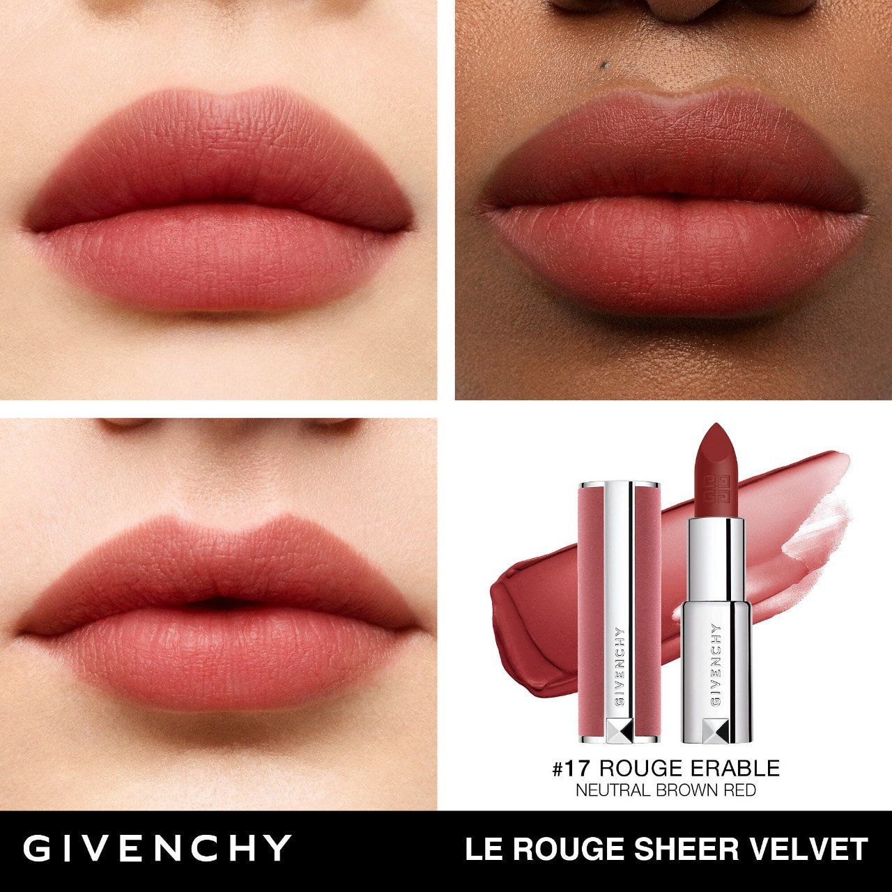 slide 3 of 6, Givenchy Le Rouge Sheer Velvet Matte Lipstick 17 Rouge Erable, 0.12 oz/ 3.4 gram