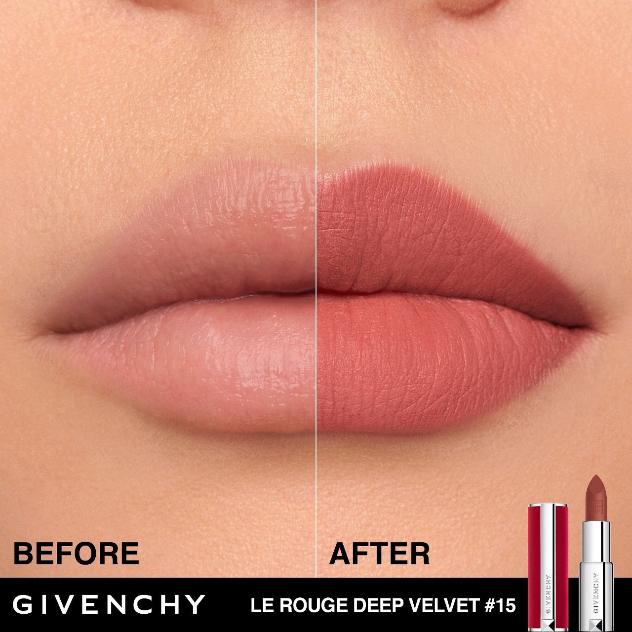 slide 4 of 5, Givenchy Le Rouge Deep Velvet Matte Lipstick 15 Nude Ambré​, 0.12 oz / 3.4 gram