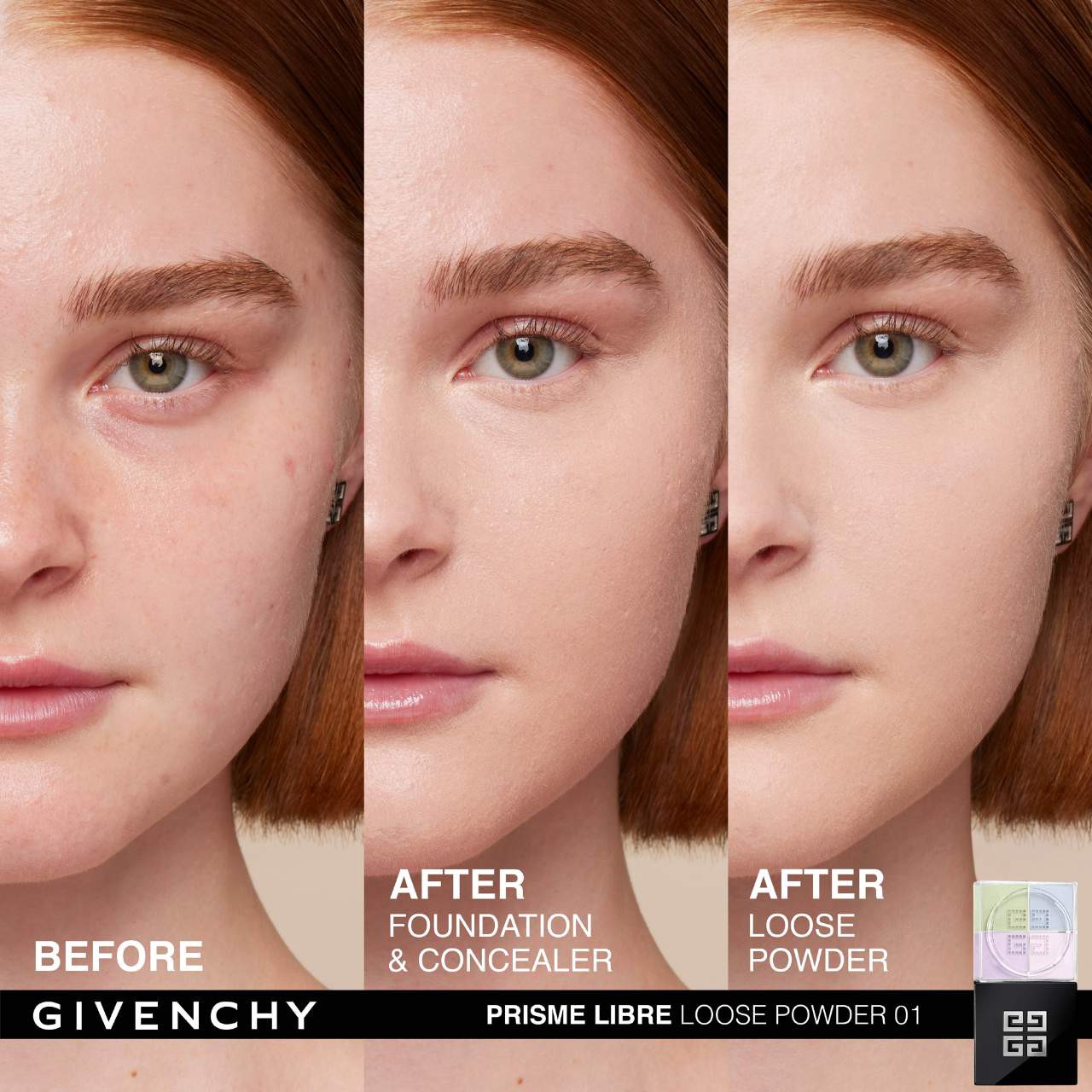 slide 3 of 8, Givenchy Mini Prisme Libre Illuminating & Color Correcting Loose Powder 01 Mousseline Pastel, 0.14 oz / 4 gram