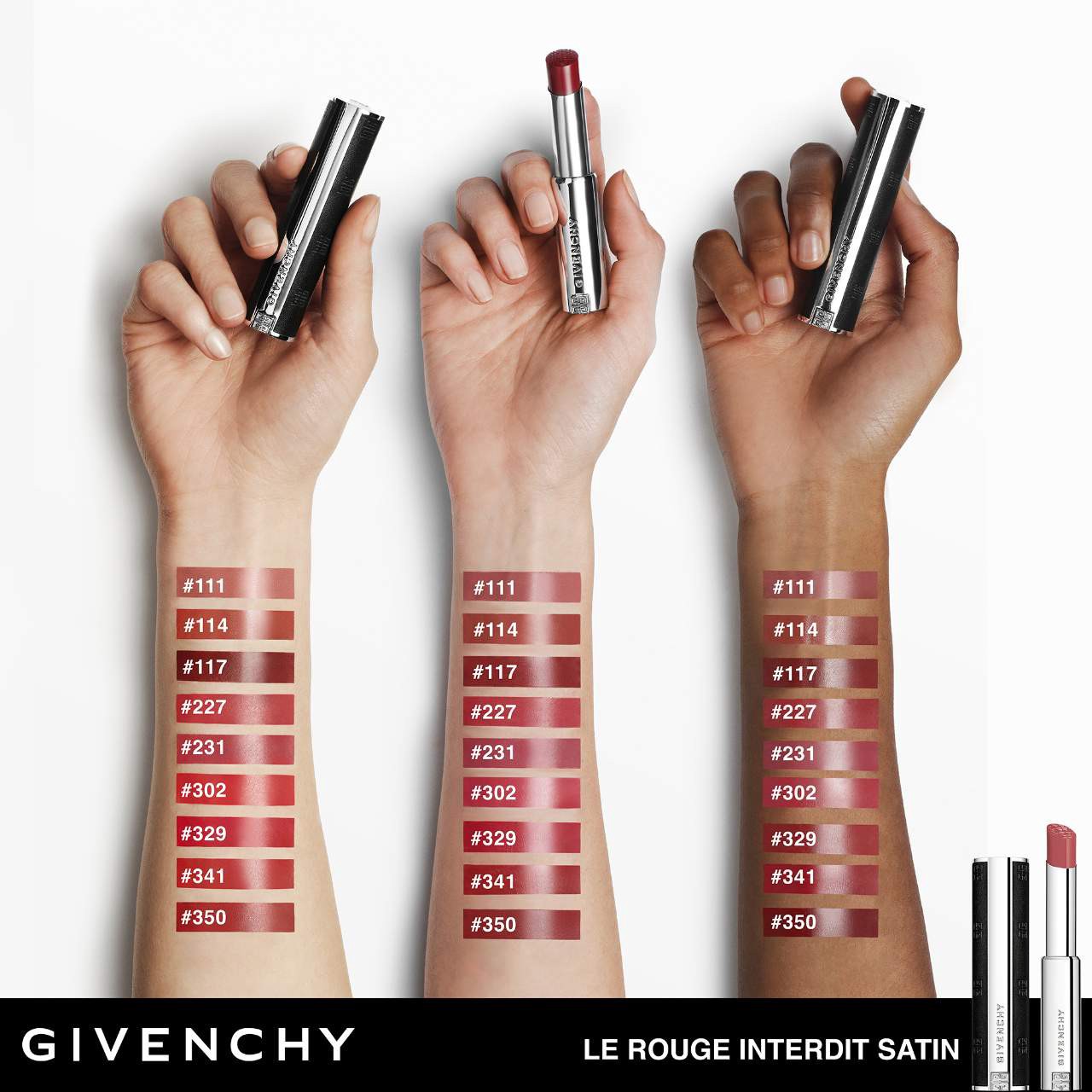 slide 2 of 8, Givenchy Le Rouge Interdit Satin Hydrating Lipstick 302 Rouge Vermeil, 0.11 oz / 3.2 gram