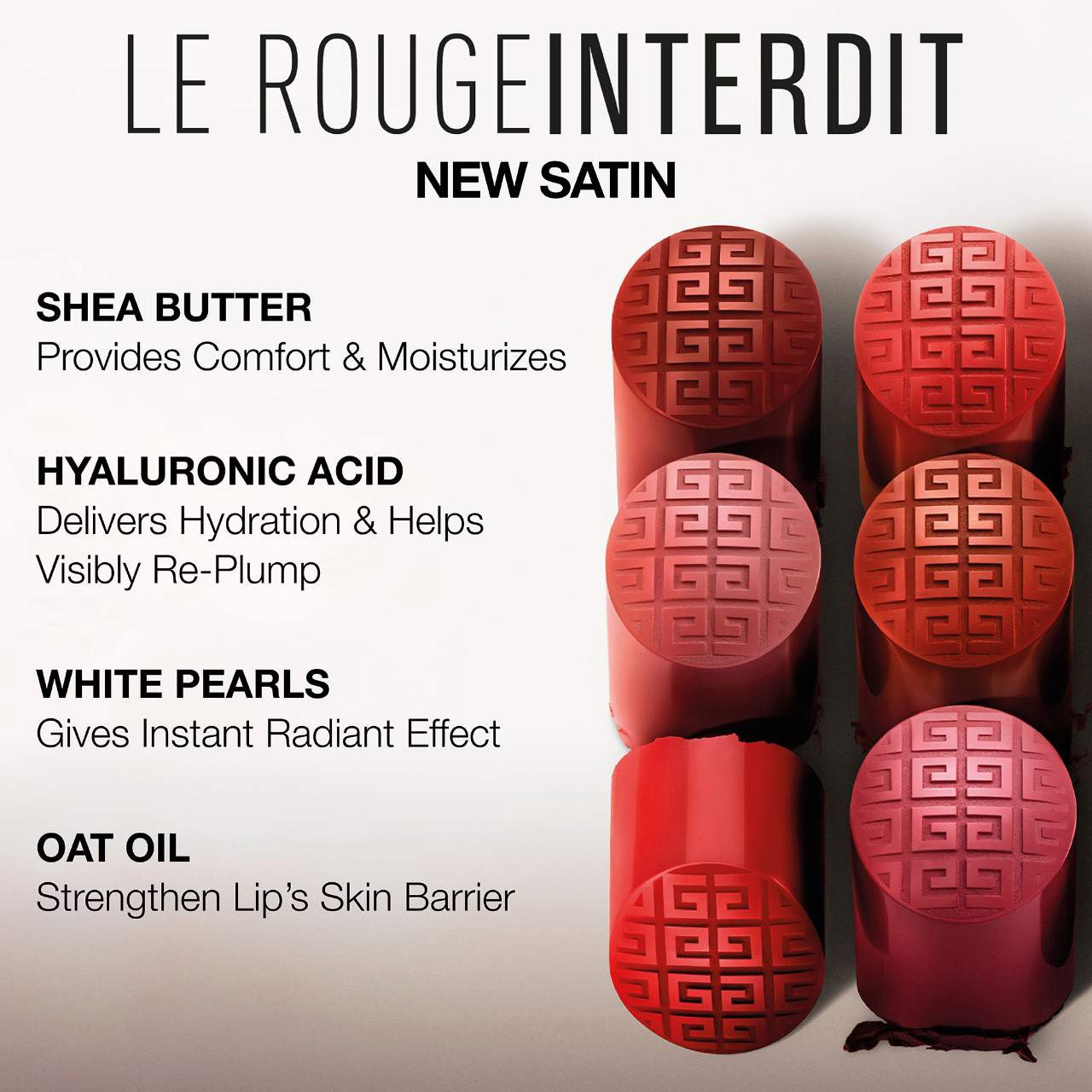 slide 4 of 8, Givenchy Le Rouge Interdit Satin Hydrating Lipstick 302 Rouge Vermeil, 0.11 oz / 3.2 gram