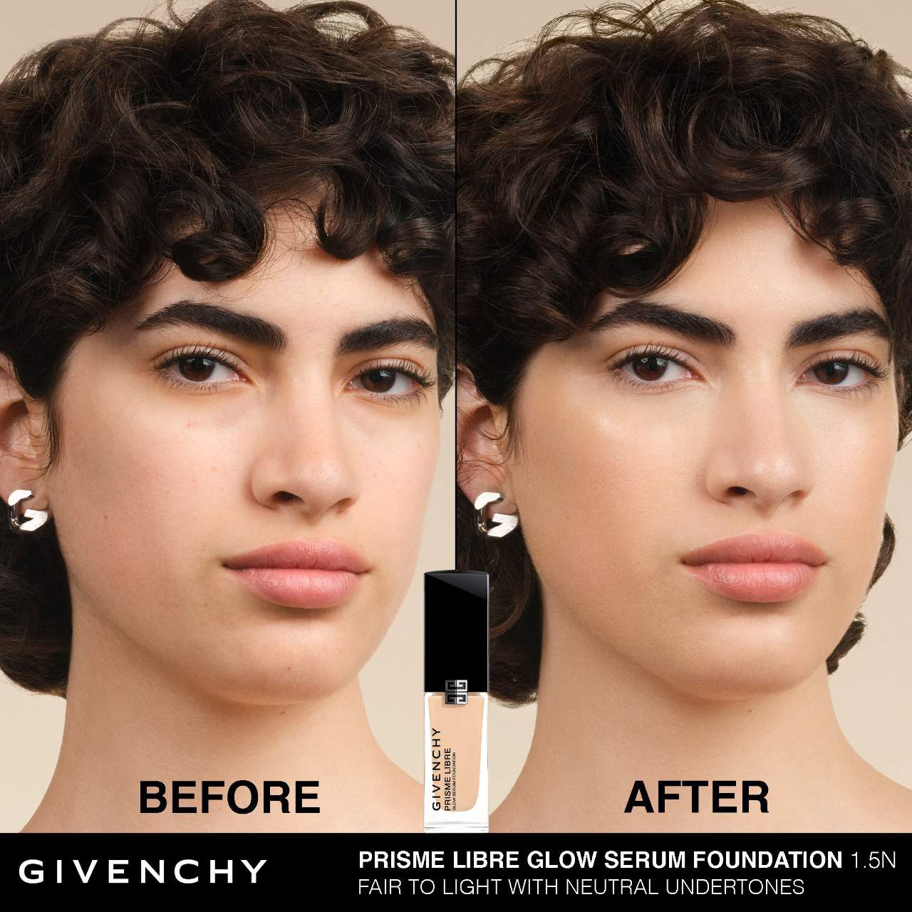 slide 2 of 10, Givenchy Prisme Libre Glow Serum Blurring Foundation with Natural Finish 1.5N, 1 oz / 30 ml
