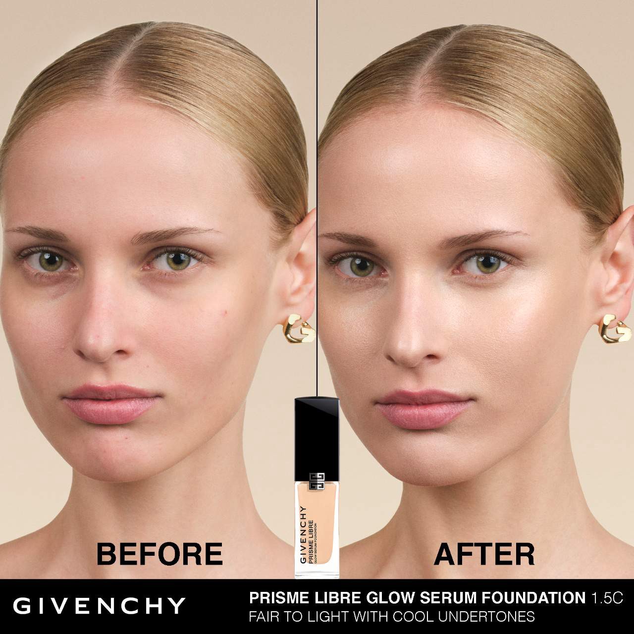 slide 2 of 10, Givenchy Prisme Libre Glow Serum Blurring Foundation with Natural Finish 1.5C, 1 oz / 30 ml