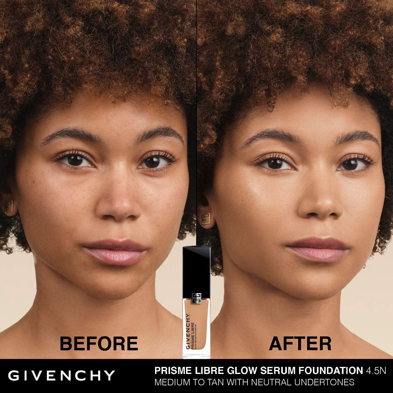 slide 2 of 10, Givenchy Prisme Libre Glow Serum Blurring Foundation with Natural Finish 4.5N, 1 oz / 30 ml