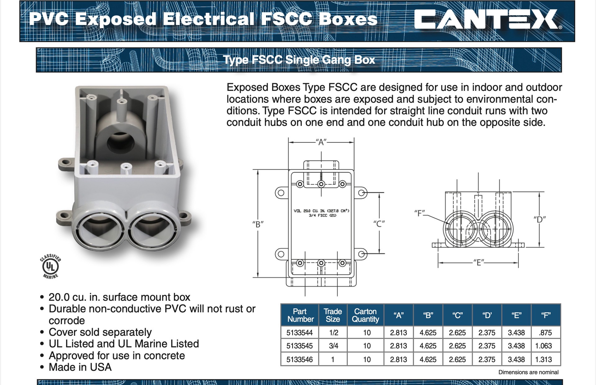 slide 4 of 4, CANTEX 1/2-in Schedule 40, Schedule 80 Plastic Pull Connector Conduit Fittings, 1 ct
