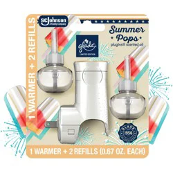Glade Plugins Refills Air Freshener Starter Kit - Summer Pops - 1.34 fl oz - 1 Warmer + 2 Refills