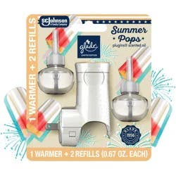 Glade Plugins Refills Air Freshener Starter Kit - Summer Pops - 1.34 fl oz - 1 Warmer + 2 Refills