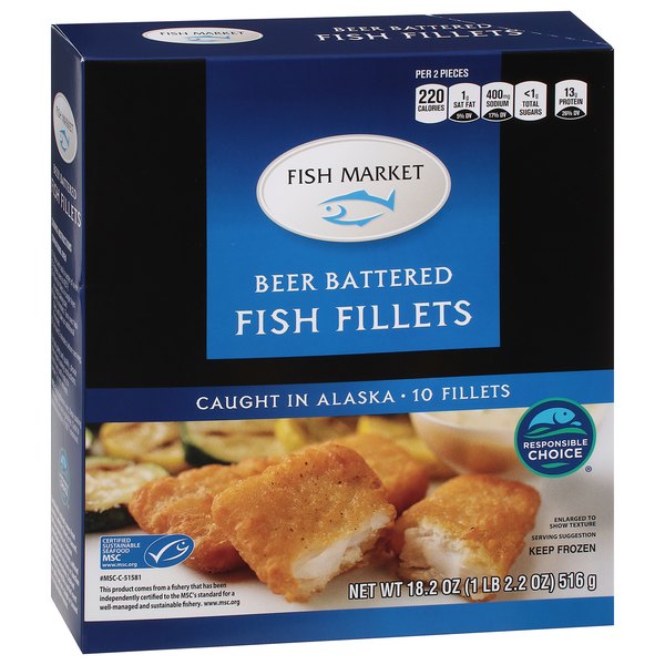 slide 1 of 1, Hy-vee Beer Battered Fish Fillets, 10 ct; 18.2 oz