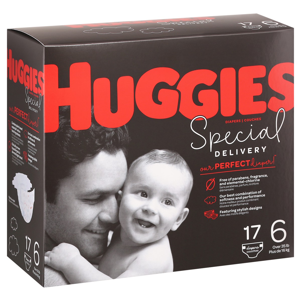 slide 4 of 10, Huggies Special Delivery 6 (Over 35 lb) Diapers 17 ea, 17 ct