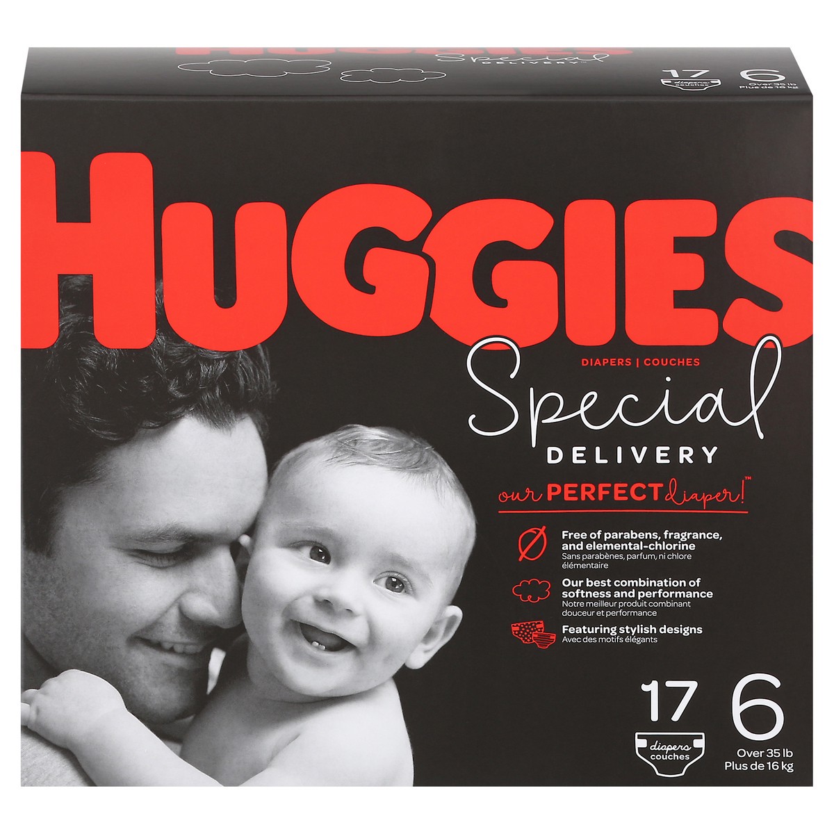 slide 1 of 10, Huggies Special Delivery 6 (Over 35 lb) Diapers 17 ea, 17 ct