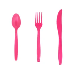 Meijer Poppy Pink Plastic Cutlery, 18 Count