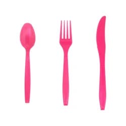 Meijer Poppy Pink Plastic Cutlery, 18 Count