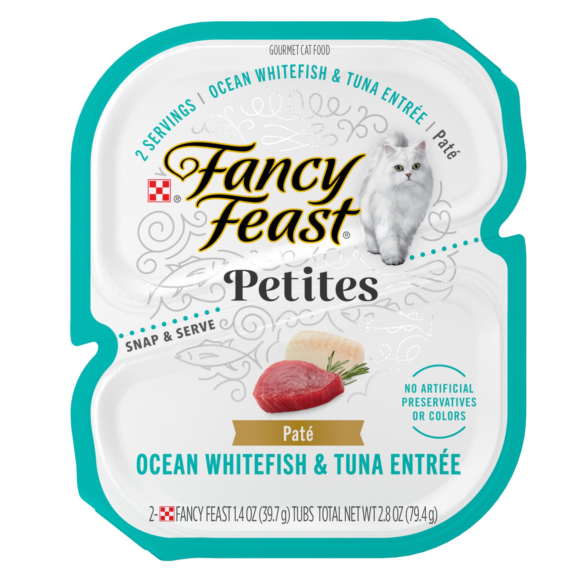 slide 1 of 15, Fancy Feast Purina Fancy Feast Gourmet Pate Wet Cat Food, Petites Ocean Whitefish & Tuna Entree, 2.8 oz