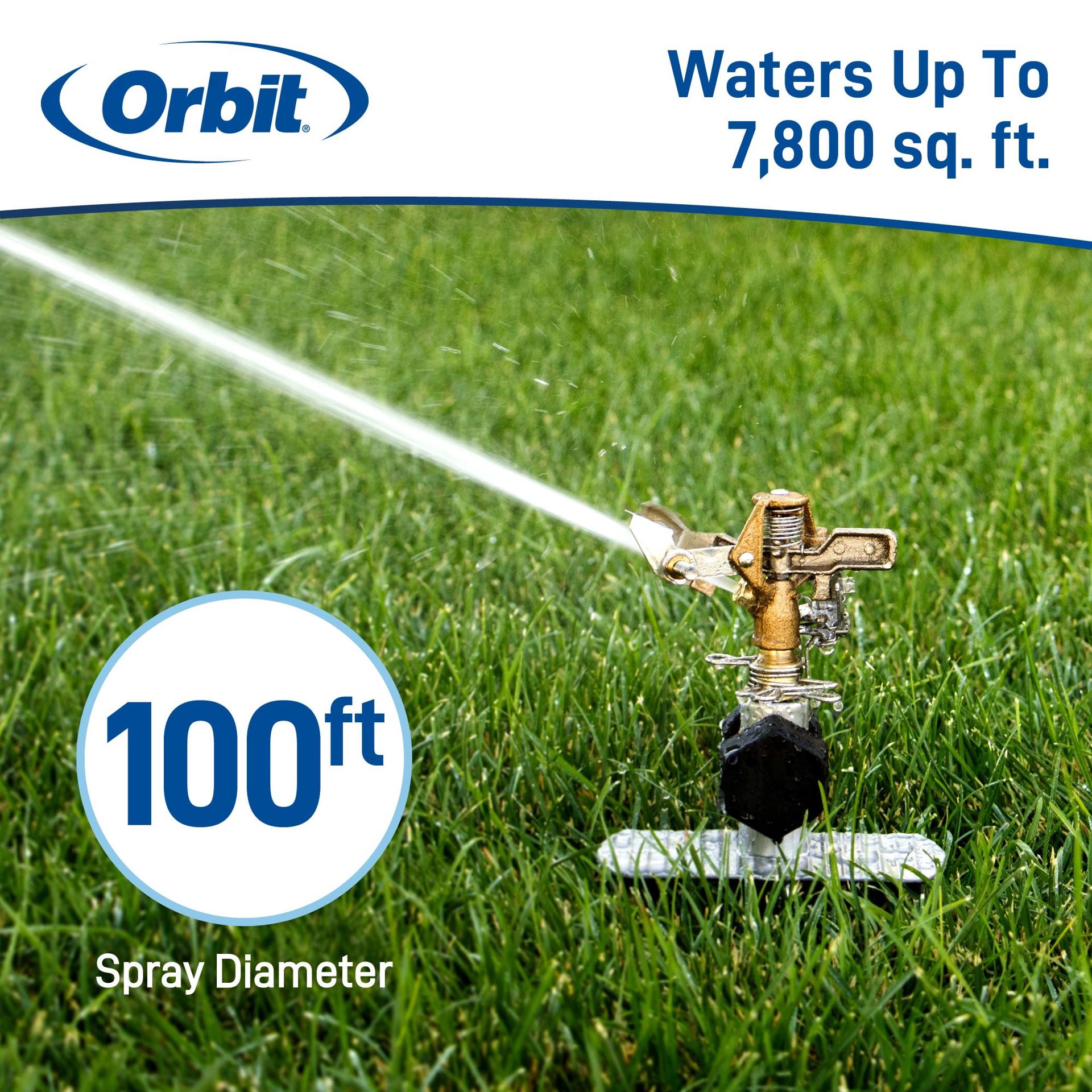 slide 3 of 6, Orbit 6200-sq ft Impulse Spike Lawn Sprinkler, 1 ct