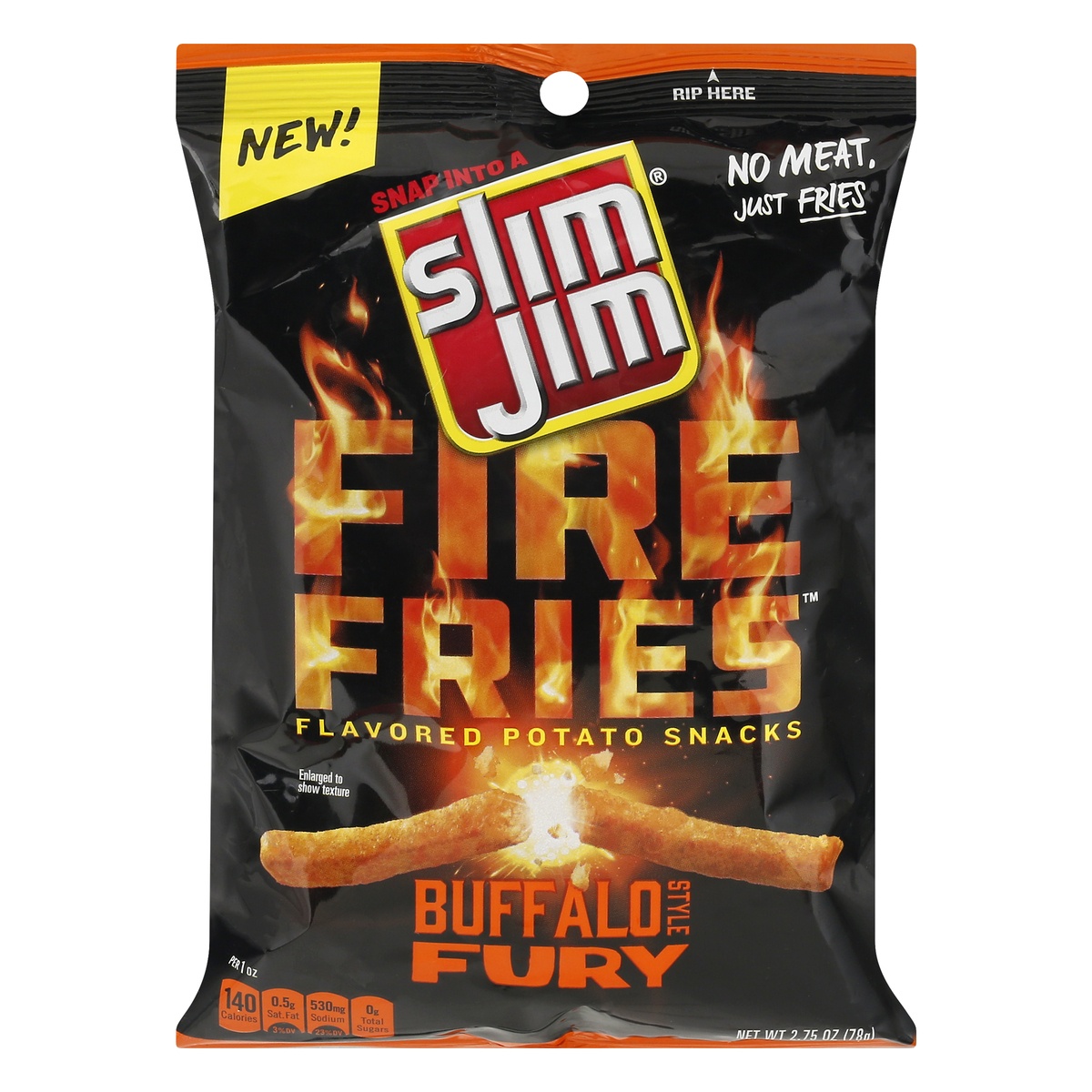 slide 1 of 10, Slim Jim Fire Fries Buffalo, 2.75 oz