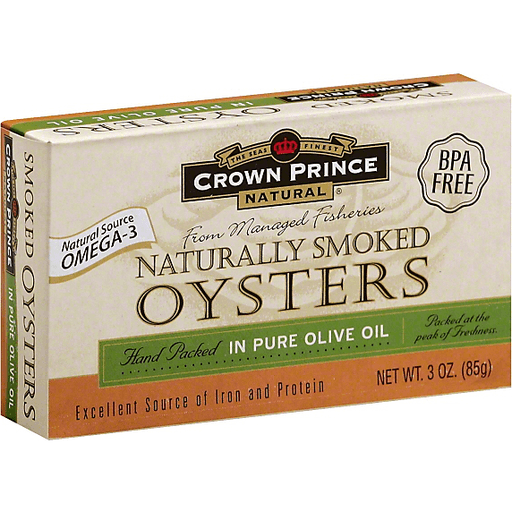 slide 2 of 2, Crown Prince Natural Naturally Smoked Oysters In Pure Olive Oil, 3 oz