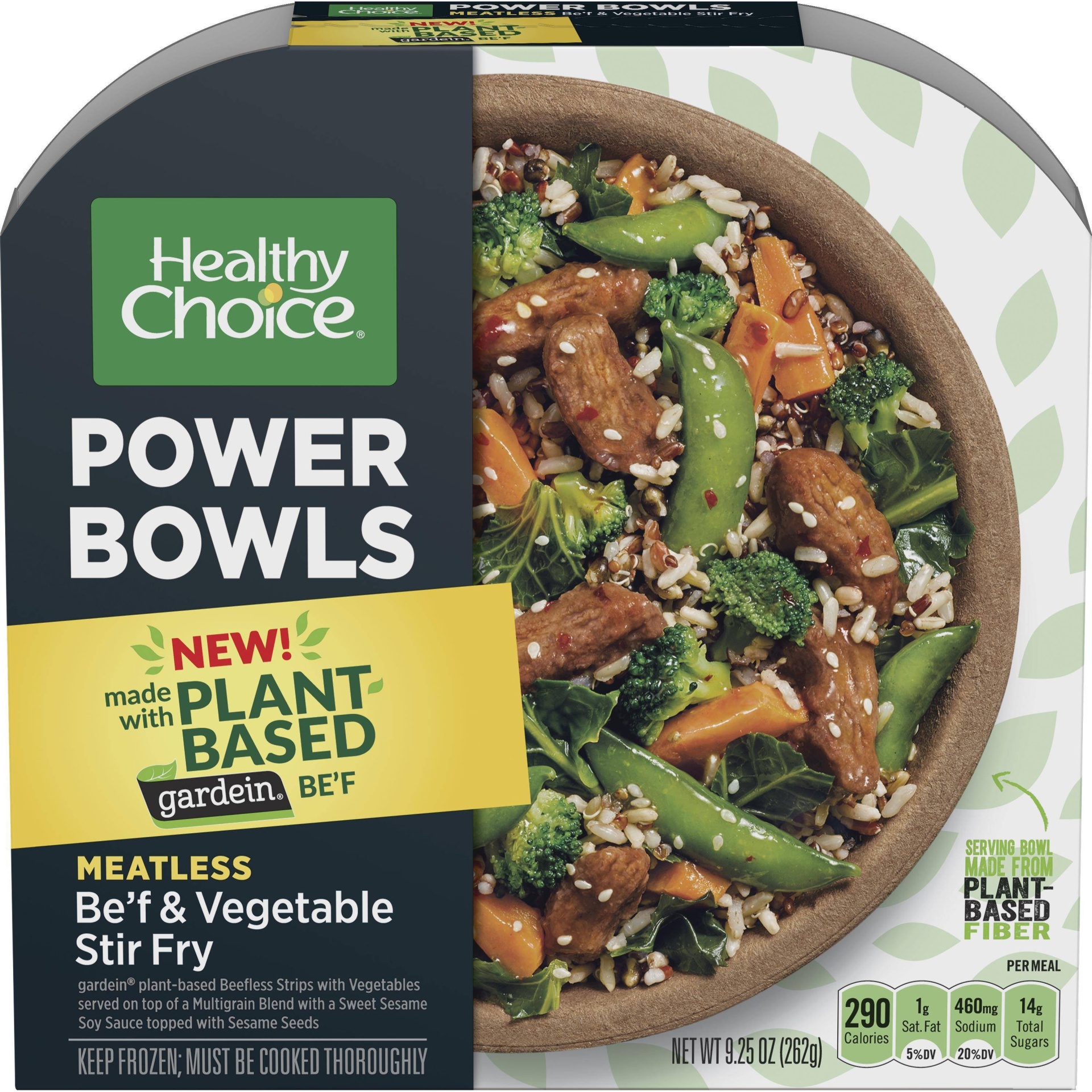 slide 1 of 5, Healthy Choice Power Bowls Gardein Beef And Vegetable Stir Fry, 9.25 oz