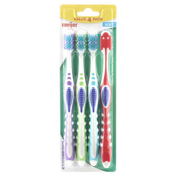 slide 1 of 1, Meijer Total Clean Toothbrushes - Soft, 4 ct