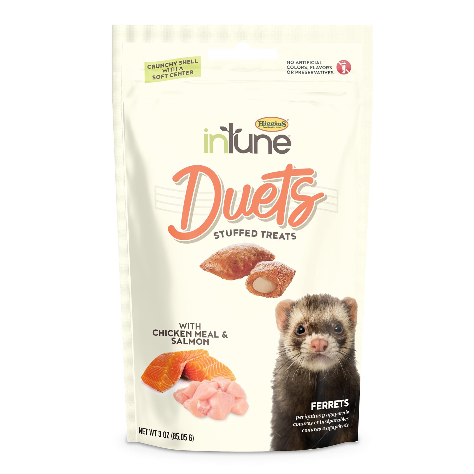 slide 1 of 1, Higgins InTune Duets Chicken Meal & Salmon for Ferrets, 3 oz., 1 ct