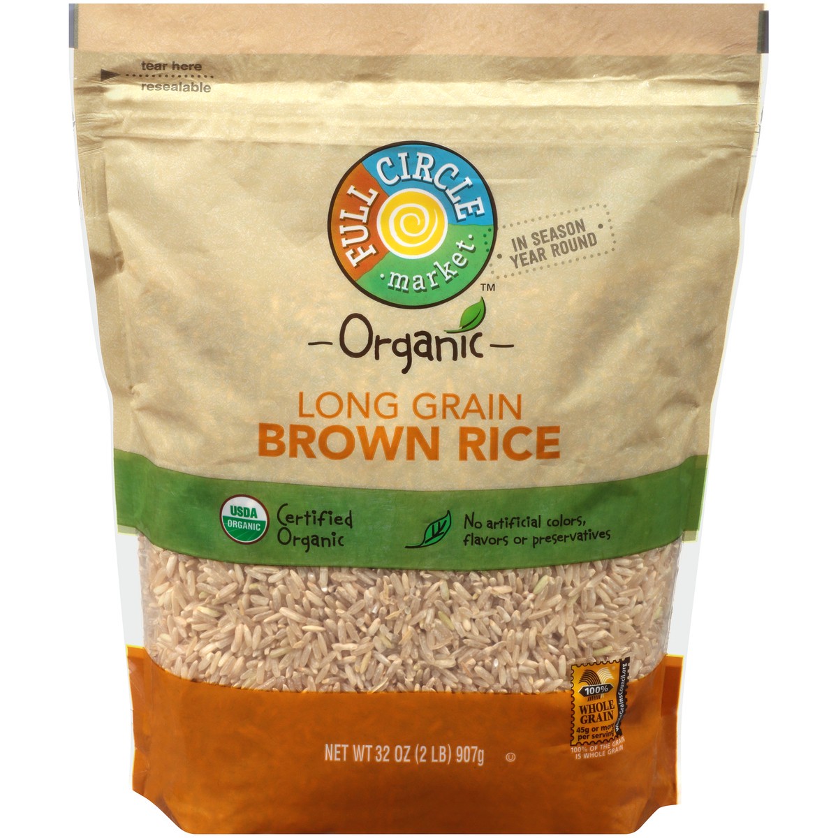 slide 1 of 9, Full Circle Market Long Grain Brown Rice, 32 oz