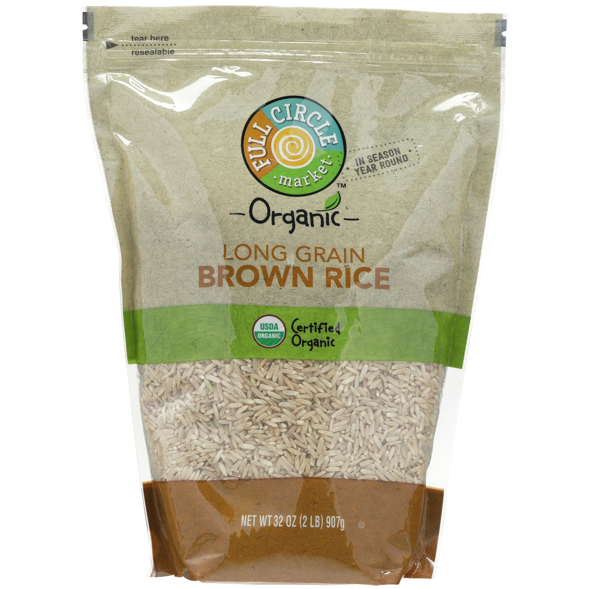 slide 1 of 1, Full Circle Market Organic Long Grain Brown Rice, 32 oz
