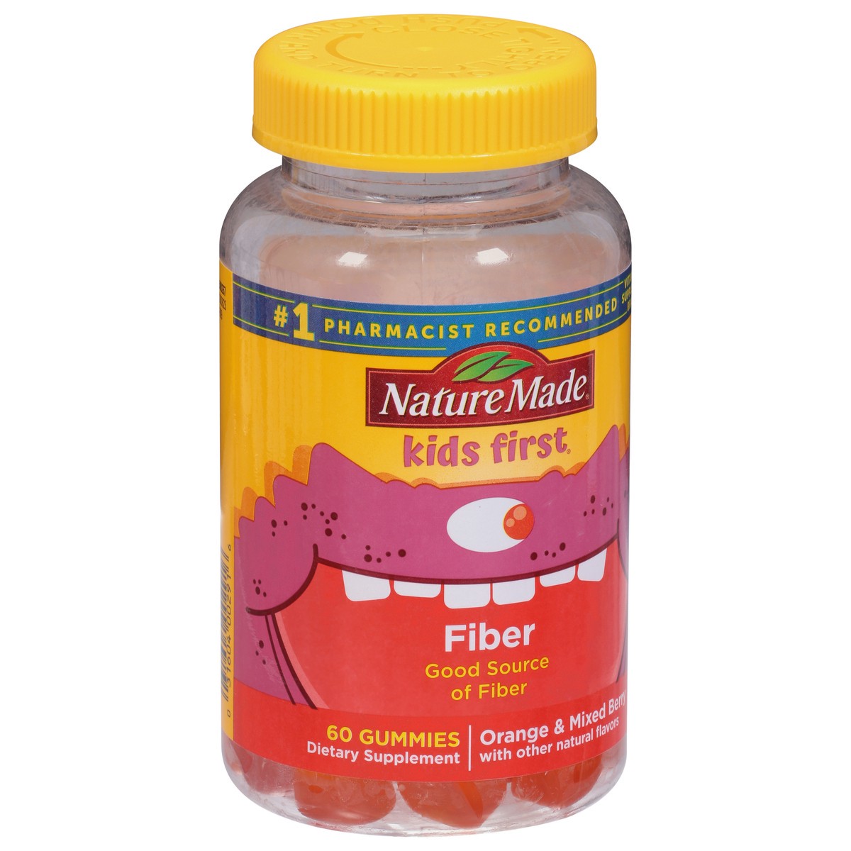 slide 6 of 9, Nature Made Kids First Fiber Gummies, Fiber Supplement for Digestive Health Support, 60 Gummies, 30 Day Supply, 60 ct